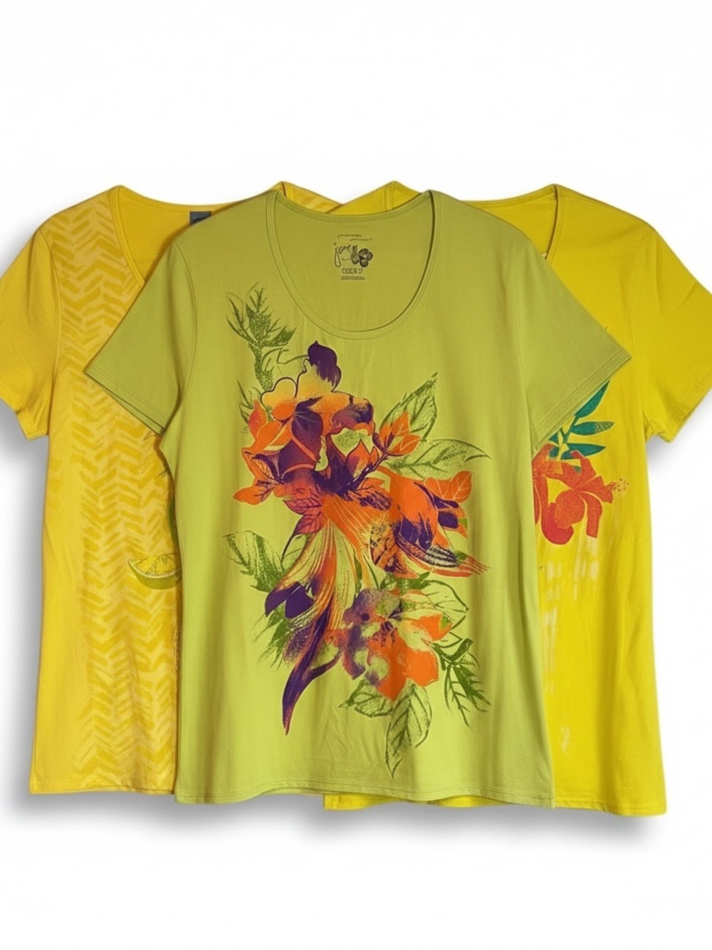 THREE! Just My Size Tropical Glitter Cotton Graphic Tee Bundle 2X
